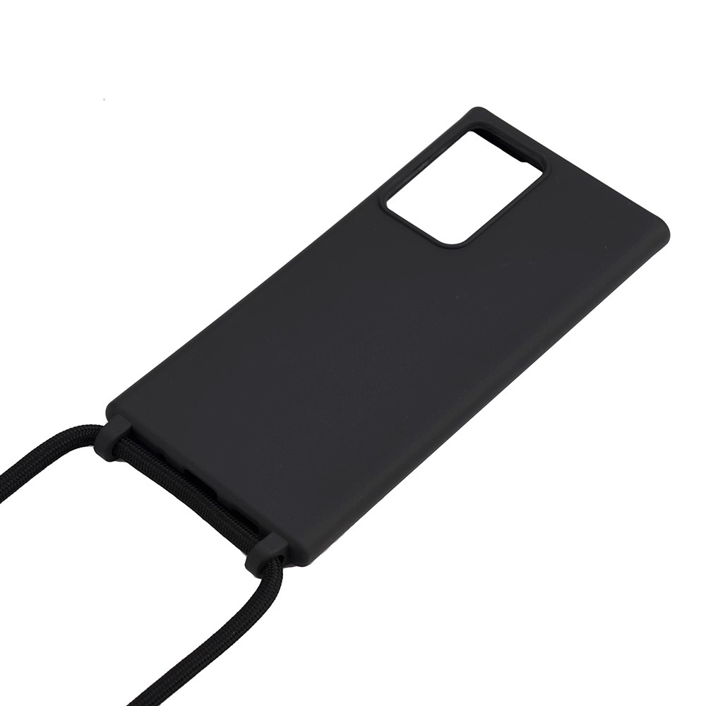 Soft TPU Case with Lanyard for Samsung Galaxy Note20 Ultra Cover/Note20 Ultra 5G Shell - Black-2