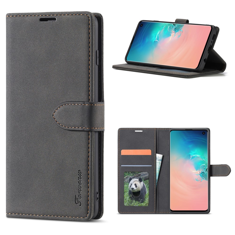 FORWENW F1 Series Leather Wallet Stand Cover Case for Samsung Galaxy A71 SM-A715 - Black-1