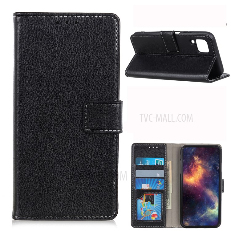 Litchi Texture Flip Leather Wallet Phone Shell for Samsung Galaxy A42 5G - Black-1