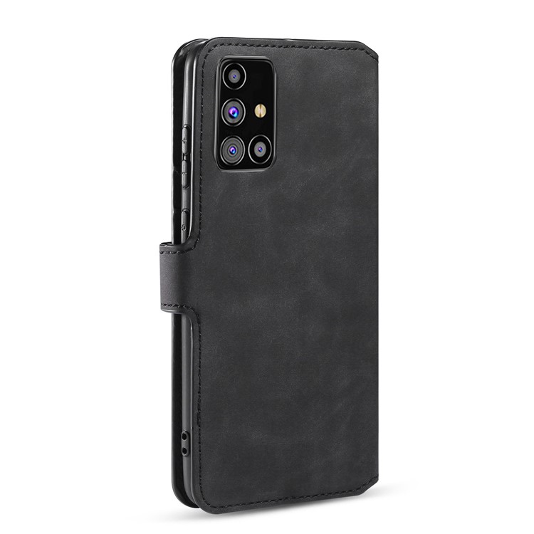 DG.MING Retro Style Leather Shell for Samsung Galaxy M31s - Black-2