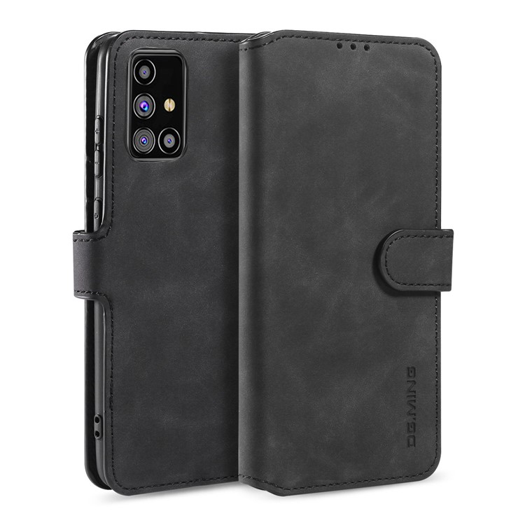 DG.MING Retro Style Leather Shell for Samsung Galaxy M31s - Black-3