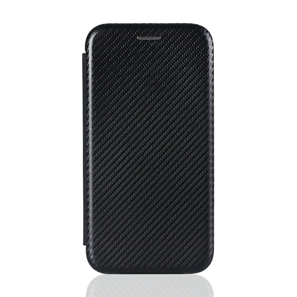 Per Samsung Galaxy A42 5G Fibra di Carbonio Texture Telefono Custodia Per Telefono Auto-assorbita Flip Protezione Copertina Con Supporto Per Carta - Nero