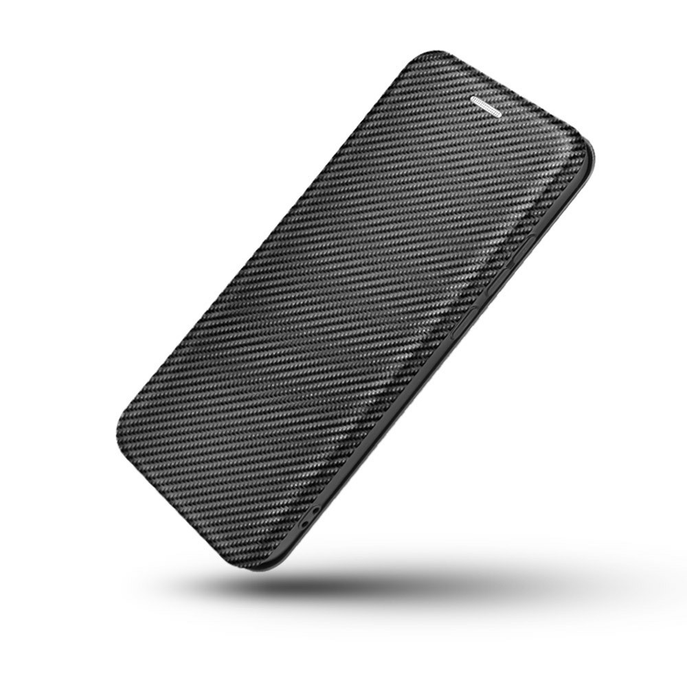 Per Samsung Galaxy A42 5G Fibra di Carbonio Texture Telefono Custodia Per Telefono Auto-assorbita Flip Protezione Copertina Con Supporto Per Carta - Nero