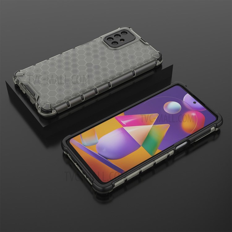 Honeycomb Pattern Shock-proof TPU + PC Hybrid Case for Samsung Galaxy M31s - Black-5