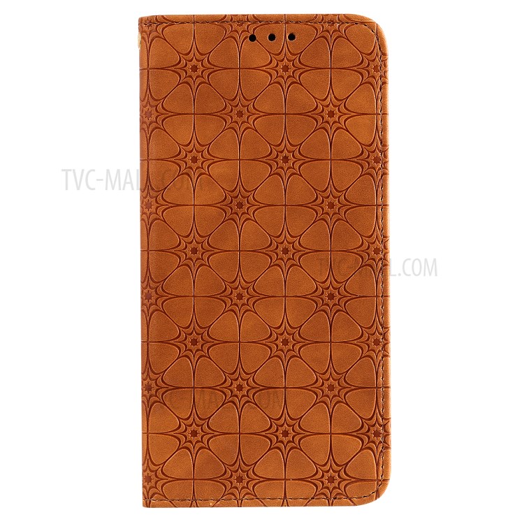 Auto-absorbed Imprint Flower Surface Cover for Samsung Galaxy A71 5G SM-A716 - Brown-2