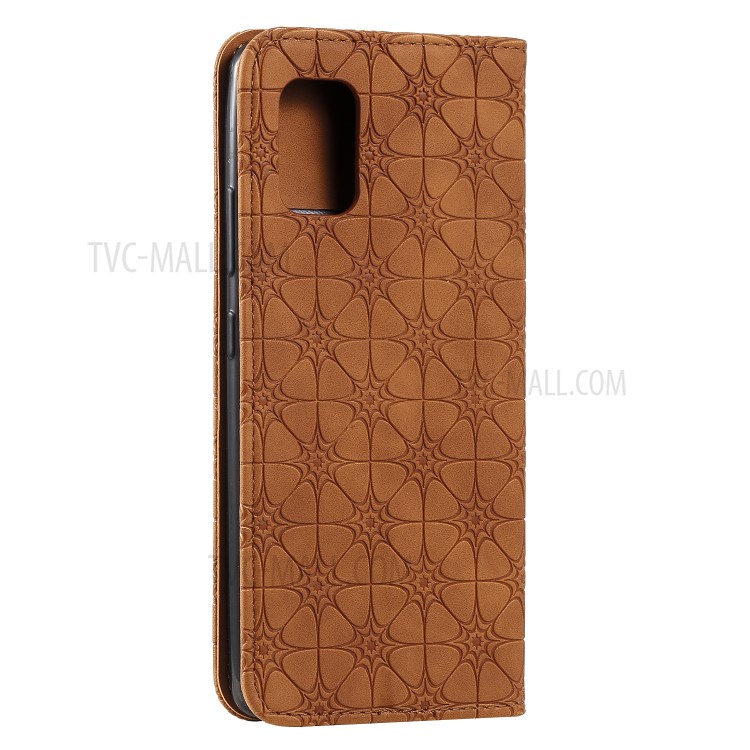 Auto-absorbed Imprint Flower Surface Cover for Samsung Galaxy A71 5G SM-A716 - Brown-3