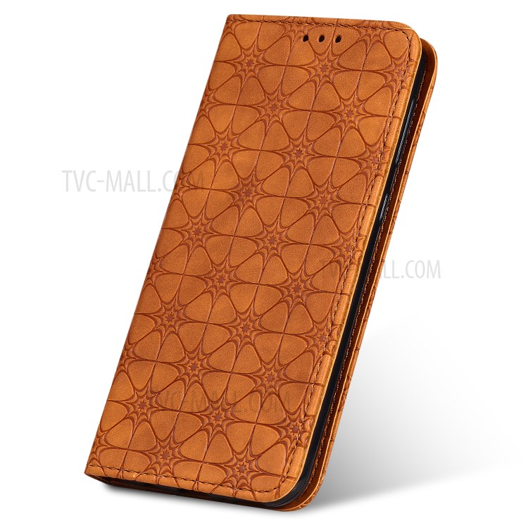 Auto-absorbed Imprint Flower Surface Cover for Samsung Galaxy A71 5G SM-A716 - Brown-5