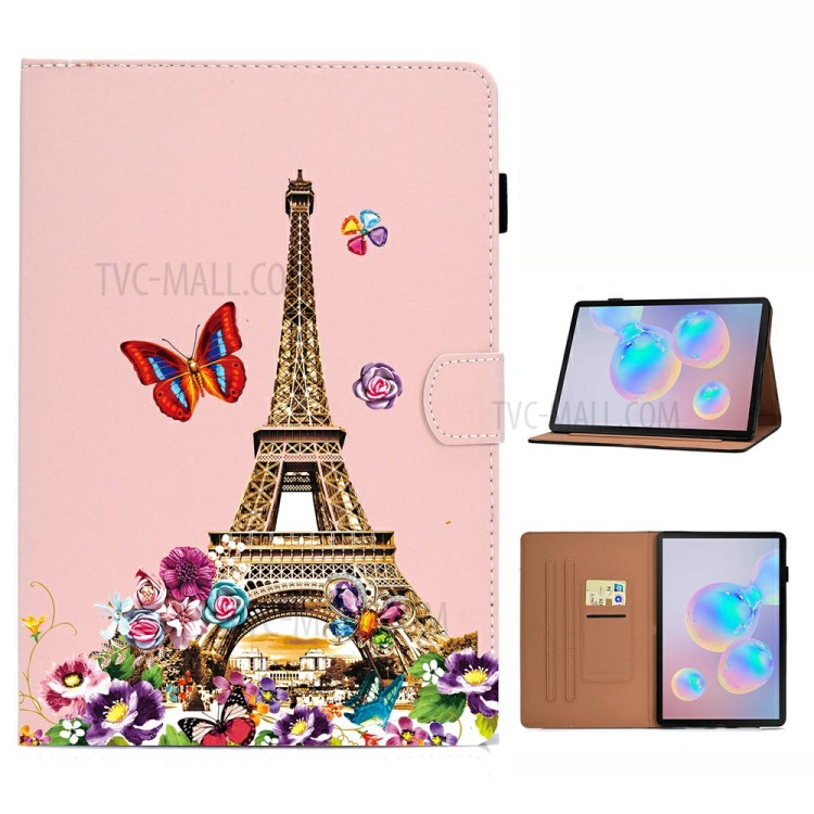 Pattern Printing Flip Leather Protective Case with Card Slots for Samsung Galaxy Tab S7 - Eiffel Tower-1