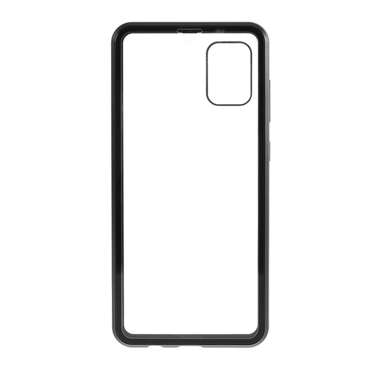 Magnetic Adsorption Metal Frame + Double-sided Tempered Glass Phone Case for Samsung Galaxy A31 - Black-2