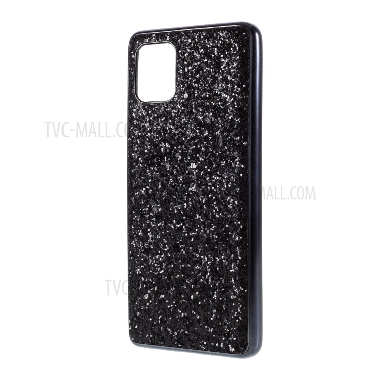 Glittering Sequins Plated TPU Frame + PC Cover for Samsung Galaxy A81/Note 10 Lite - Black-2