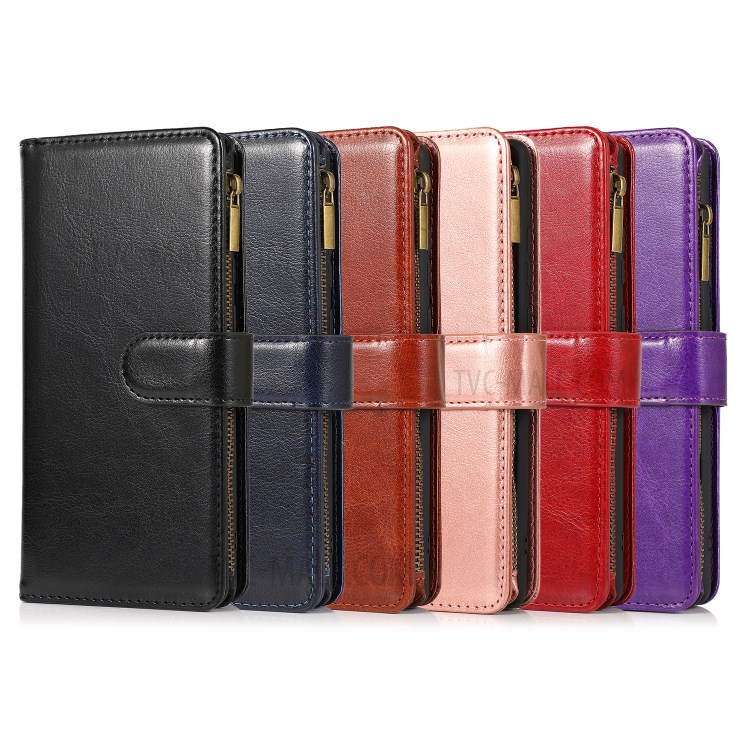 Leather Wallet Stand Cover Case with Zippered Pocket for Samsung Galaxy Note 20 5G / Galaxy Note 20 - Black-9