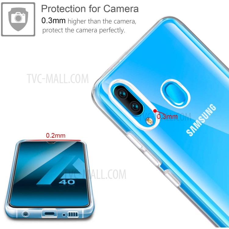 For Samsung Galaxy A40 TPU Phone Case + Tempered Glass Screen Protector-4