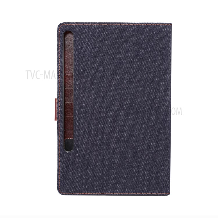 Leather + PC Jeans Cloth Skin Tablet Shell for Samsung Galaxy Tab S7 Plus T970 - Black-3