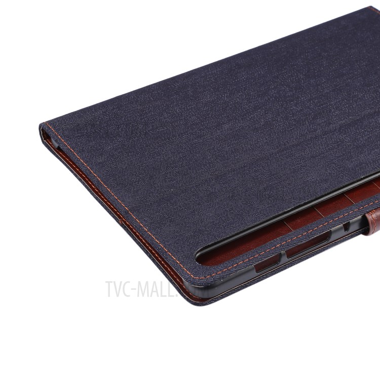 Leather + PC Jeans Cloth Skin Tablet Shell for Samsung Galaxy Tab S7 Plus T970 - Black-7