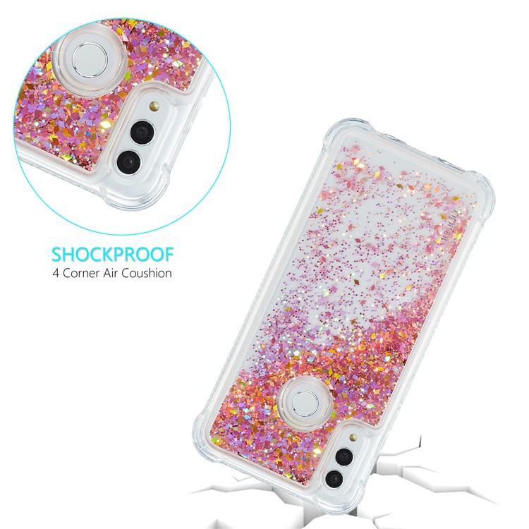 Glitter Powder Color Sólido Avanzada y Carcasa TPU Para Samsung Galaxy A20e - Rosado