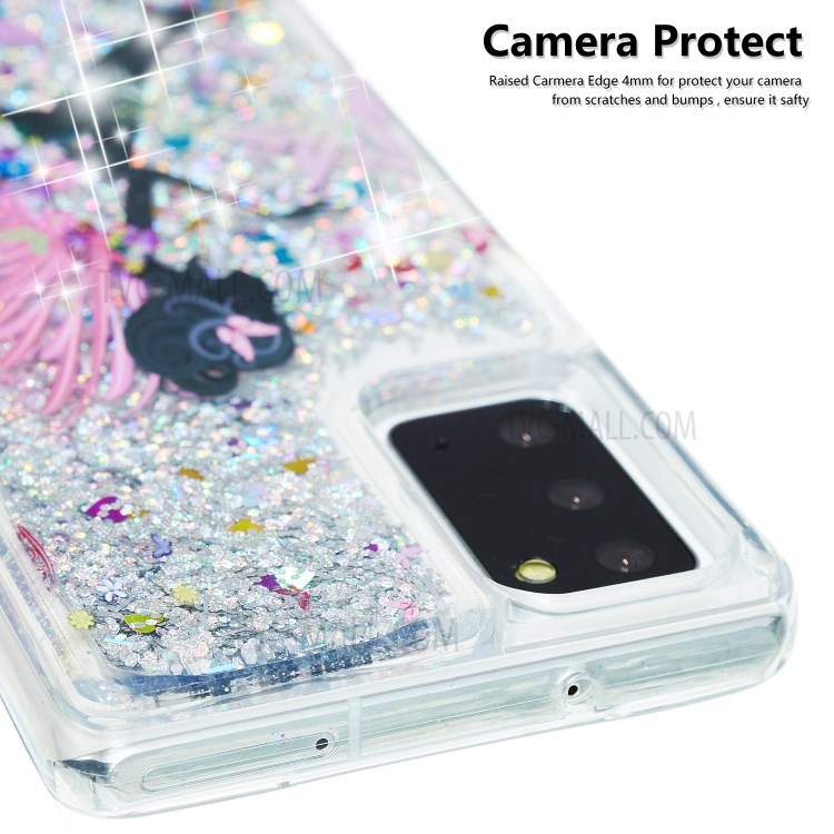 Glitter Powder Embossed Pattern Printing Quicksand TPU Case for Samsung Galaxy Note 20/Note 20 5G - Flower Fairy-4