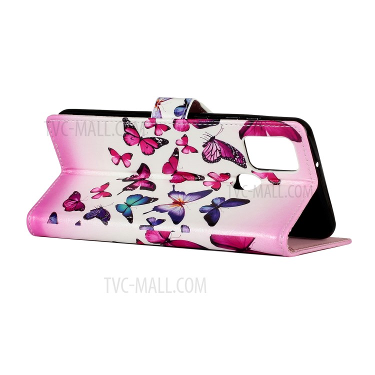 Pattern Printing PU Leather Wallet Stand Phone Case for Samsung Galaxy A21s - Butterflies-3