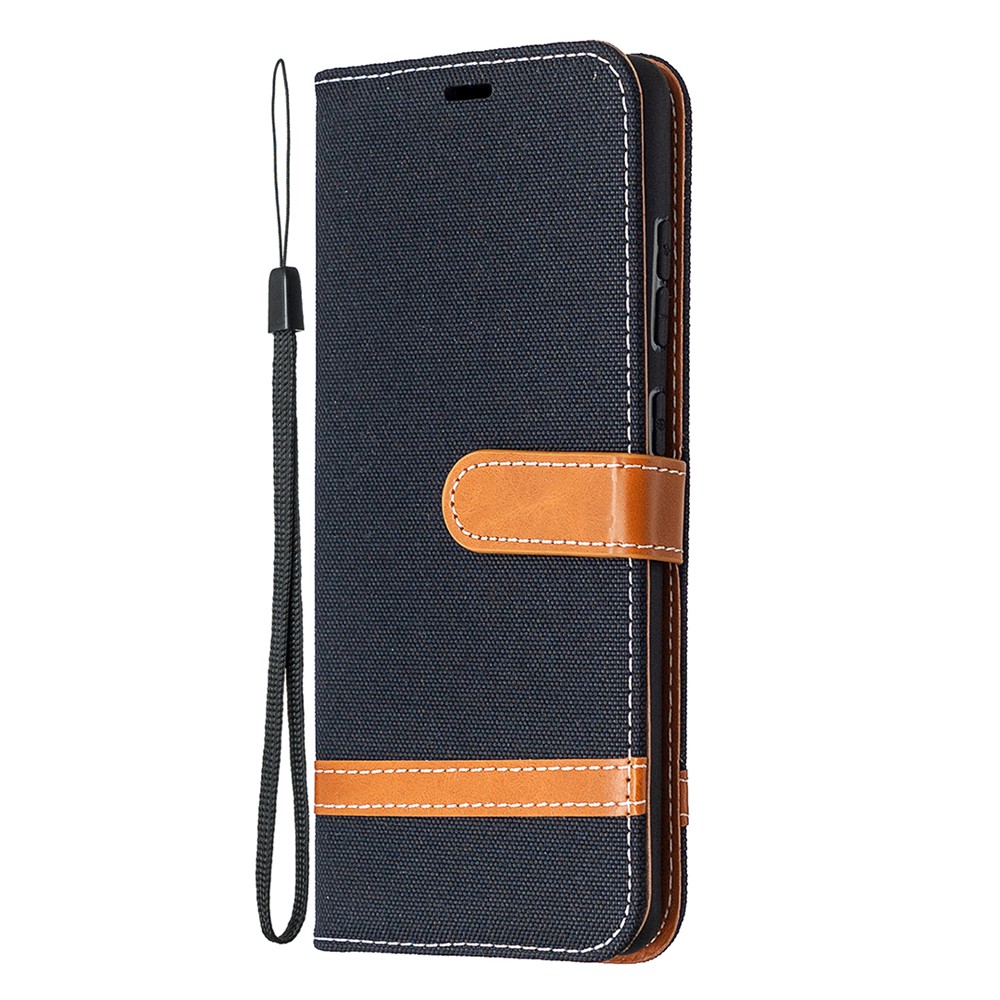 Color Splicing Jeans Cloth Skin Wallet Leather Phone Cover Case for Samsung Galaxy S20 FE/S20 Fan Edition/S20 FE 5G/S20 Fan Edition 5G/S20 Lite - Black-2