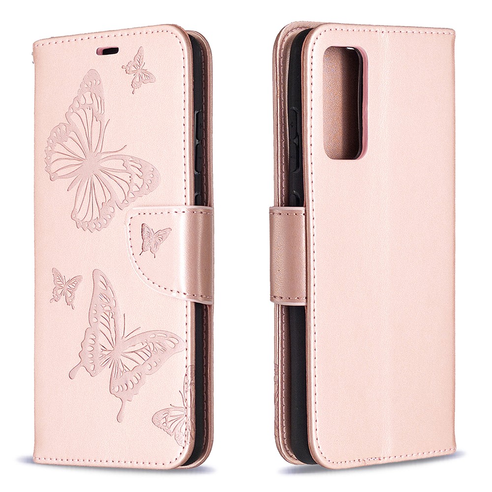 Imprint Butterflies with Wallet Leather Cover for Samsung Galaxy S20 FE/S20 Fan Edition/S20 FE 5G/S20 Fan Edition 5G/S20 Lite - Rose Gold-4