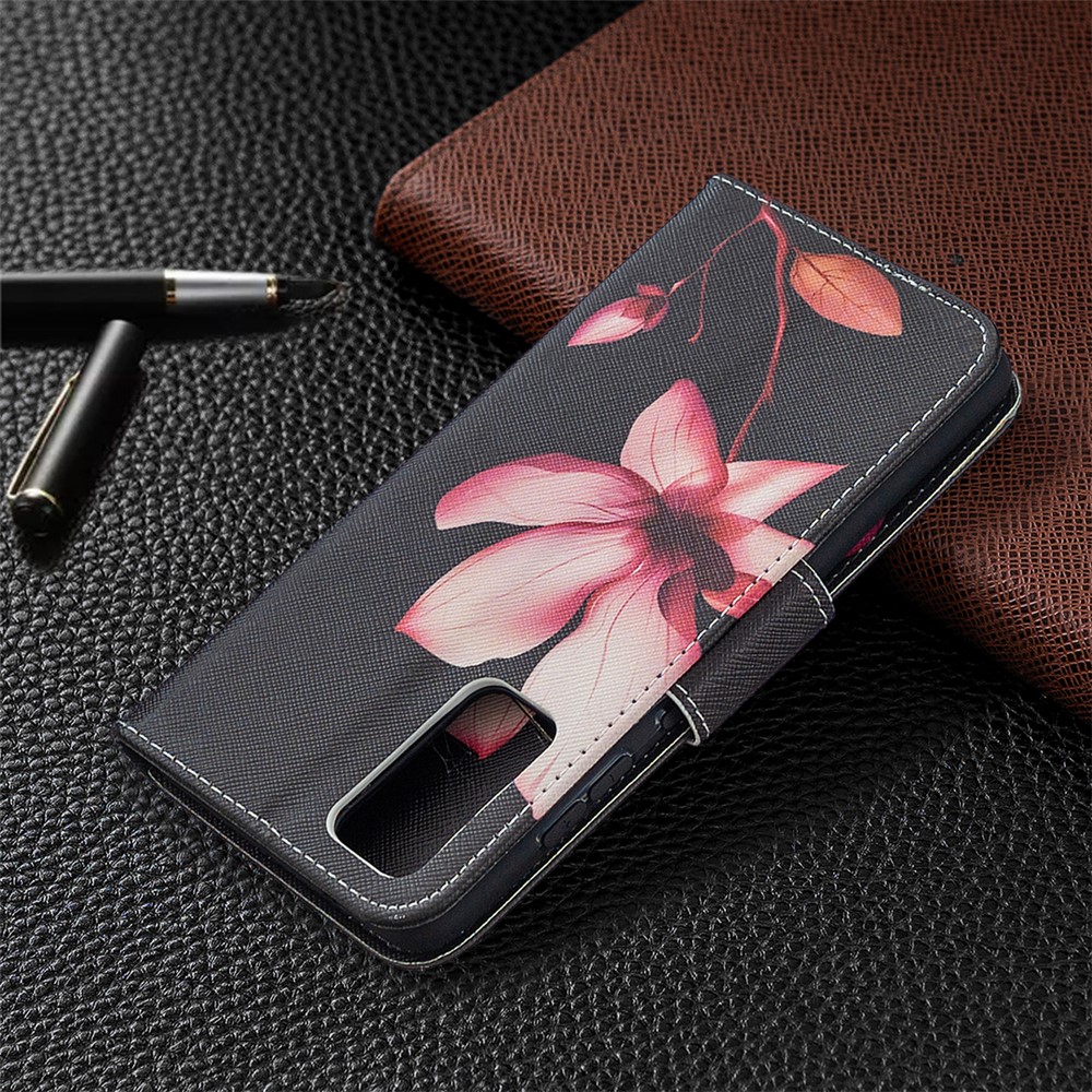 Pattern Printing Case Wallet Stand Leather Cover Protector for Samsung Galaxy S20 FE/S20 Fan Edition/S20 FE 5G/S20 Fan Edition 5G/S20 Lite - Pink Flower-8