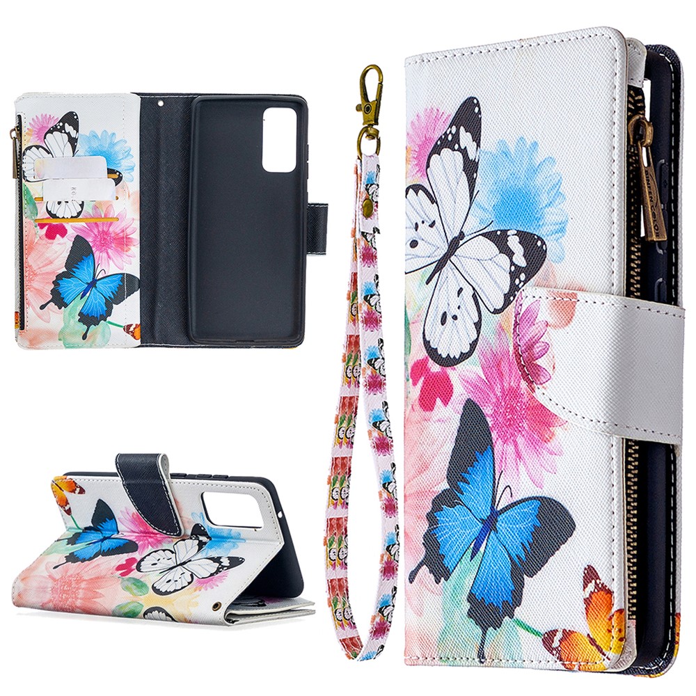 Pattern Printing Case Wallet Stand Leather Cover Protector for Samsung Galaxy S20 FE/S20 Fan Edition/S20 FE 5G/S20 Fan Edition 5G/S20 Lite - Butterfly-1