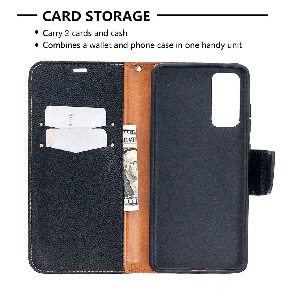Litchi Surface with Wallet Leather Stand Case for Samsung Galaxy S20 FE/S20 Fan Edition/S20 FE 5G/S20 Fan Edition 5G/S20 Lite - Black-6