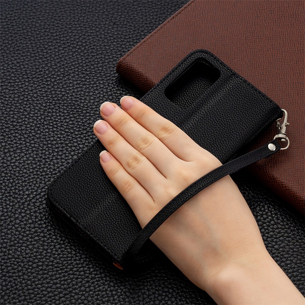 Litchi Surface with Wallet Leather Stand Case for Samsung Galaxy S20 FE/S20 Fan Edition/S20 FE 5G/S20 Fan Edition 5G/S20 Lite - Black-9