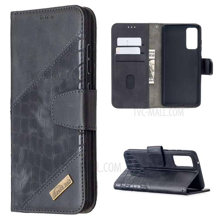 BF04 Splicing Crocodile Texture Wallet Stand Leather Case for Samsung Galaxy S20 FE/S20 Fan Edition/S20 FE 5G/S20 Fan Edition 5G/S20 Lite - Black-1