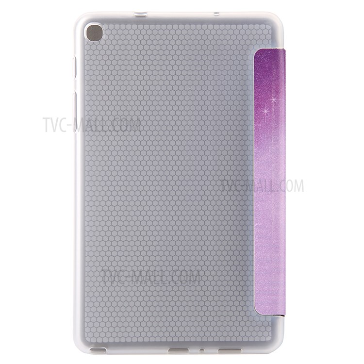 Patterned Tri-fold Stand Leather Case for Samsung Galaxy Tab A 8.0 (2019) with S Pen SM-P200 Shell - Purple Butterfly-2