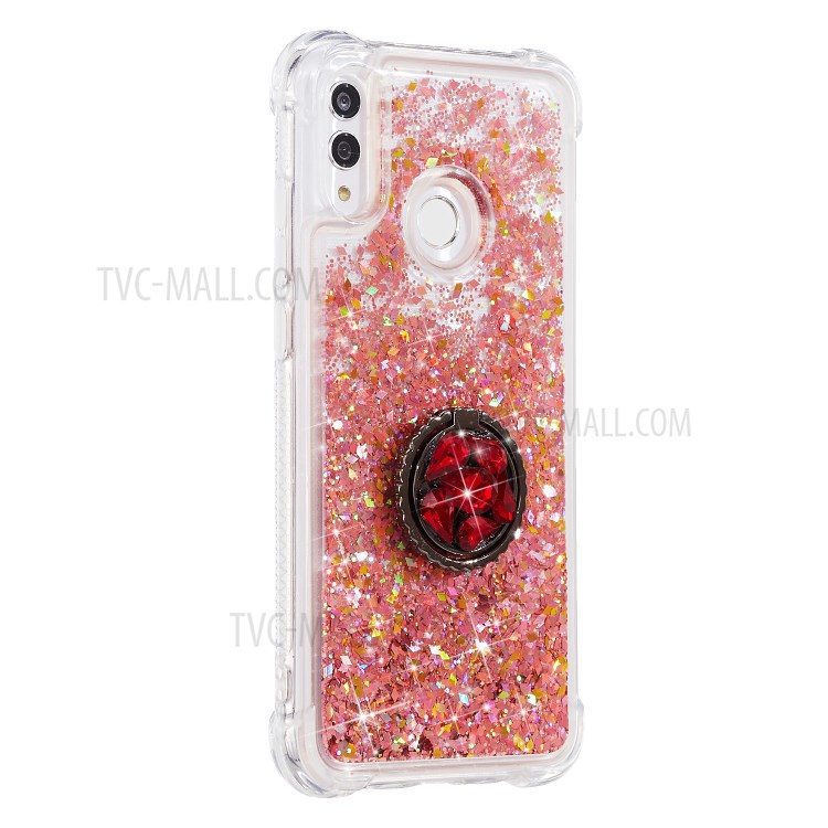 Glitter Powder Quicksand Rhinestone Decor Kickstand TPU Shell for Samsung Galaxy A20e - Red-3