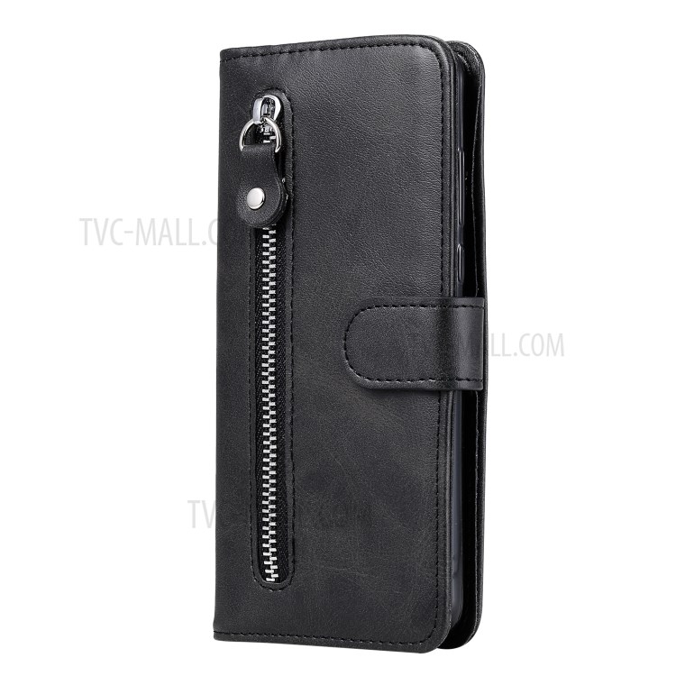 Zipper Pocket Wallet Leather Stand Case for Samsung Galaxy M31 - Black-3