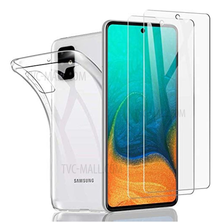 Clear TPU Shell + Tempered Glass Screen Guard Film for Samsung Galaxy A71 SM-A715-1