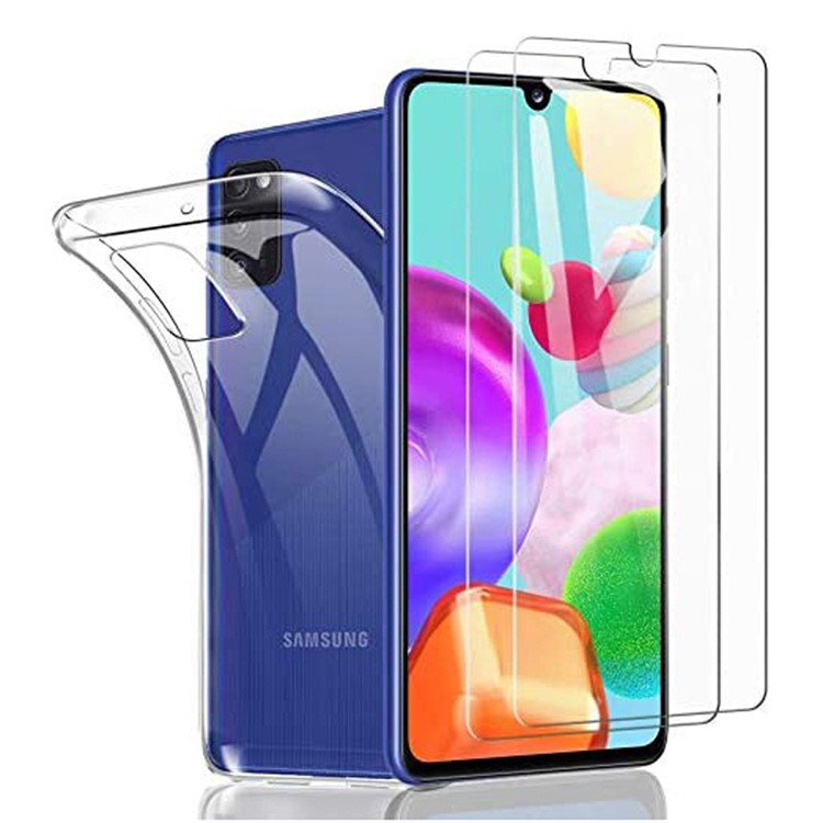 Transparent TPU Phone Shell + Tempered Glass Screen Film for Samsung Galaxy A41 (Global Version)