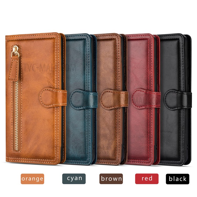 Multiple Card-Carrying Slots Leather Wallet Phone Protective Shell with Zippered Cash Pocket for Samsung Galaxy Note 20/Note 20 5G - Black-11