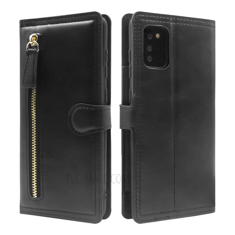 Multiple Card-Carrying Slots Leather Wallet Phone Protective Shell with Zippered Cash Pocket for Samsung Galaxy Note 20/Note 20 5G - Black-4