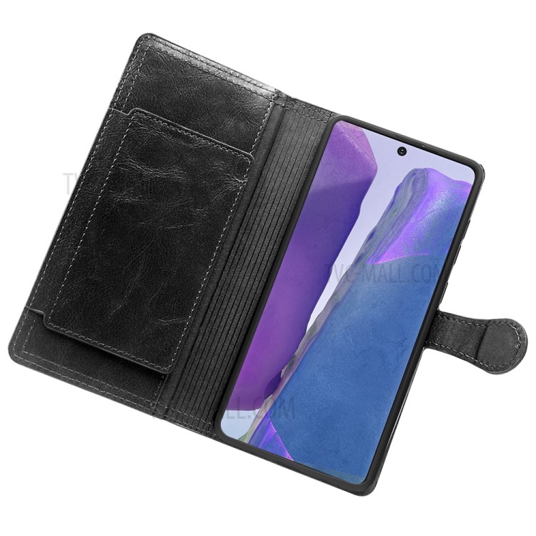 Multiple Card-Carrying Slots Leather Wallet Phone Protective Shell with Zippered Cash Pocket for Samsung Galaxy Note 20/Note 20 5G - Black-6