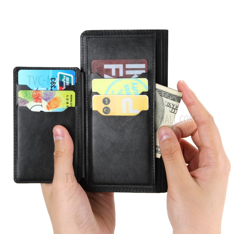 Multiple Card-Carrying Slots Leather Wallet Phone Protective Shell with Zippered Cash Pocket for Samsung Galaxy Note 20/Note 20 5G - Black-7