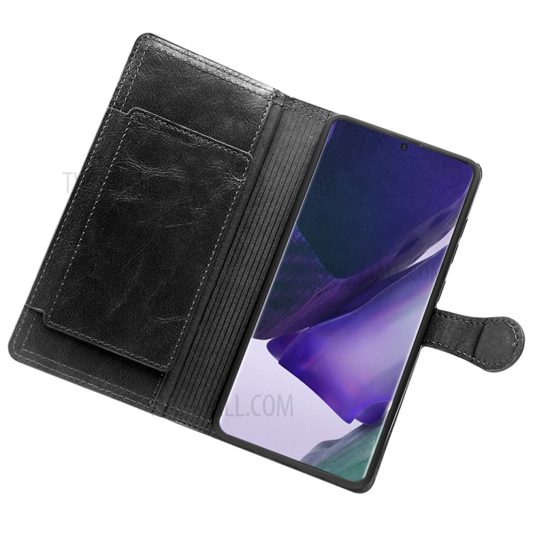 Multiple Card-Carrying Slots Leather Wallet Phone Protective Shell with Zippered Cash Pocket for Samsung Galaxy Note20 Ultra/Note20 Ultra 5G - Black-6