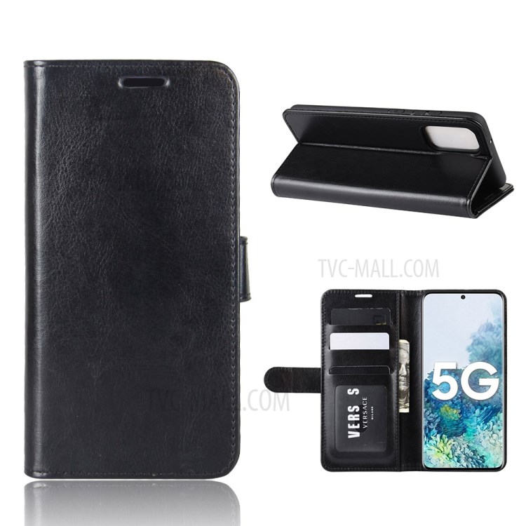 Crazy Horse Surface with Wallet Leather Cover for Samsung Galaxy S20 FE/S20 Fan Edition/S20 FE 5G/S20 Fan Edition 5G - Black-1