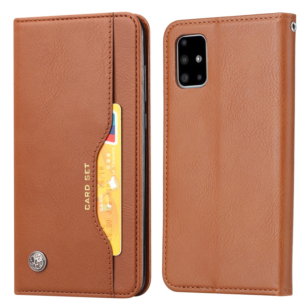 Auto-absorbed Wallet Stand Leather Protector Cover for Samsung Galaxy S20 FE/S20 Fan Edition - Brown-1