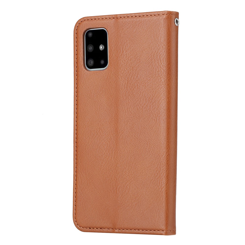 Auto-absorbed Wallet Stand Leather Protector Cover for Samsung Galaxy S20 FE/S20 Fan Edition - Brown-2