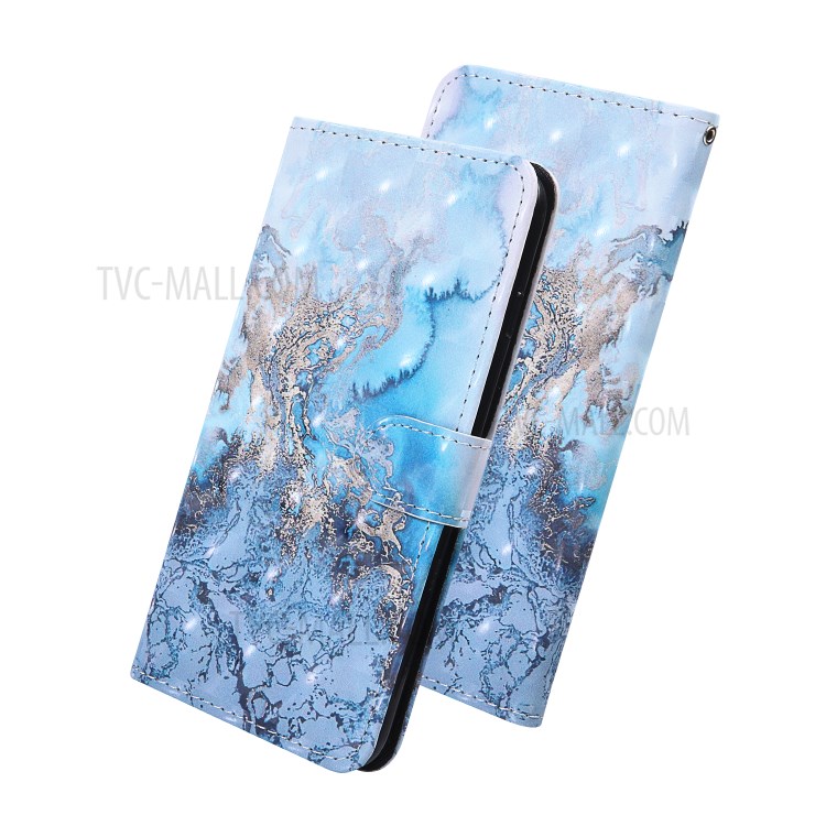 Light Spot Decor Pattern Printing Wallet Stand Leather Shell with Strap for Samsung Galaxy S20 FE - Special Grain-1