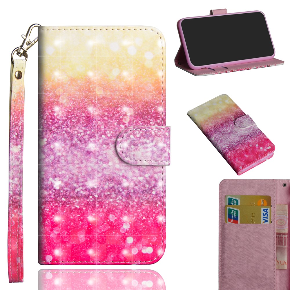 Light Spot Decor Pattern Printing Wallet Stand Leather Shell with Strap for Galaxy S20 FE/Fan Edition/S20 FE 5G/Fan Edition 5G -Glittery Elements-1