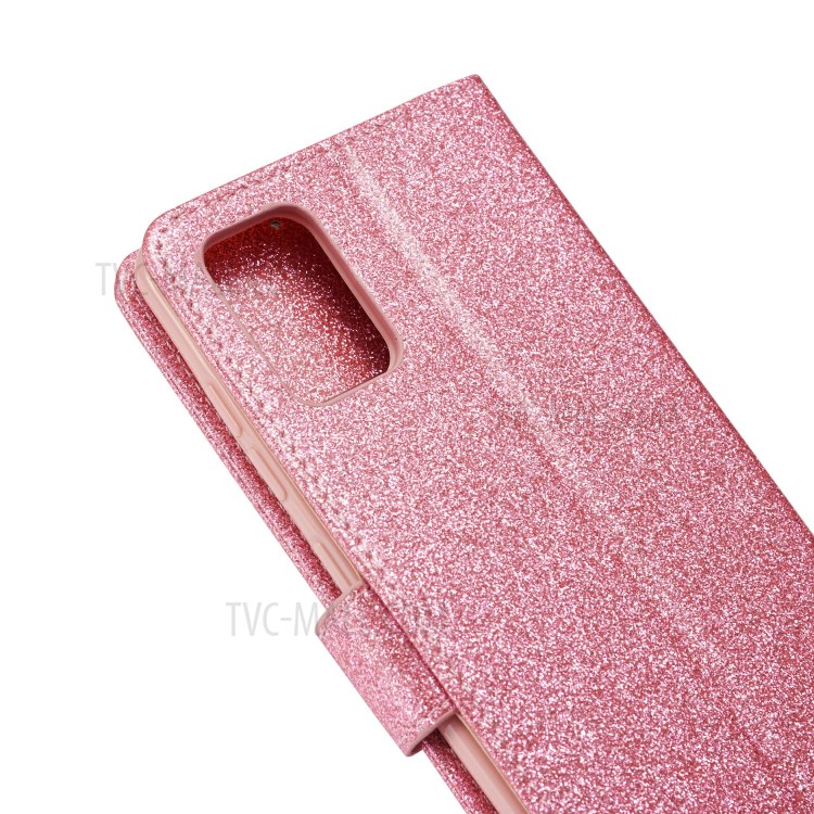 Gleaming Diamond Leather with Metal Heart Shape Decor Phone Cover Shell for Samsung Galaxy A71 SM-A715 - Pink-6