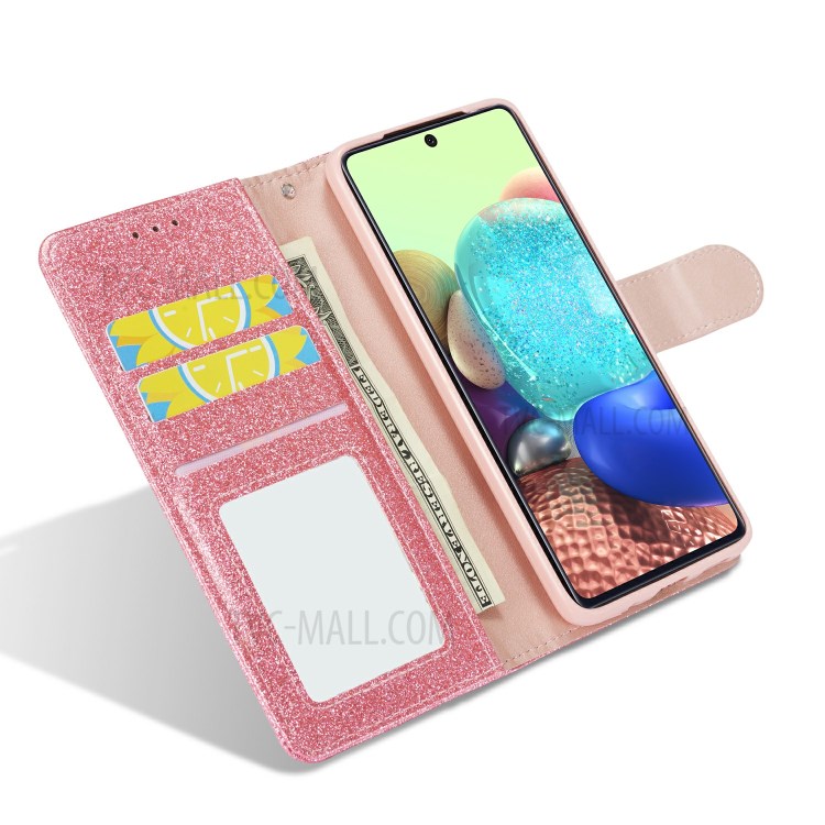 Gleaming Diamond Leather with Metal Heart Shape Decor Phone Cover Shell for Samsung Galaxy S20 - Pink-5