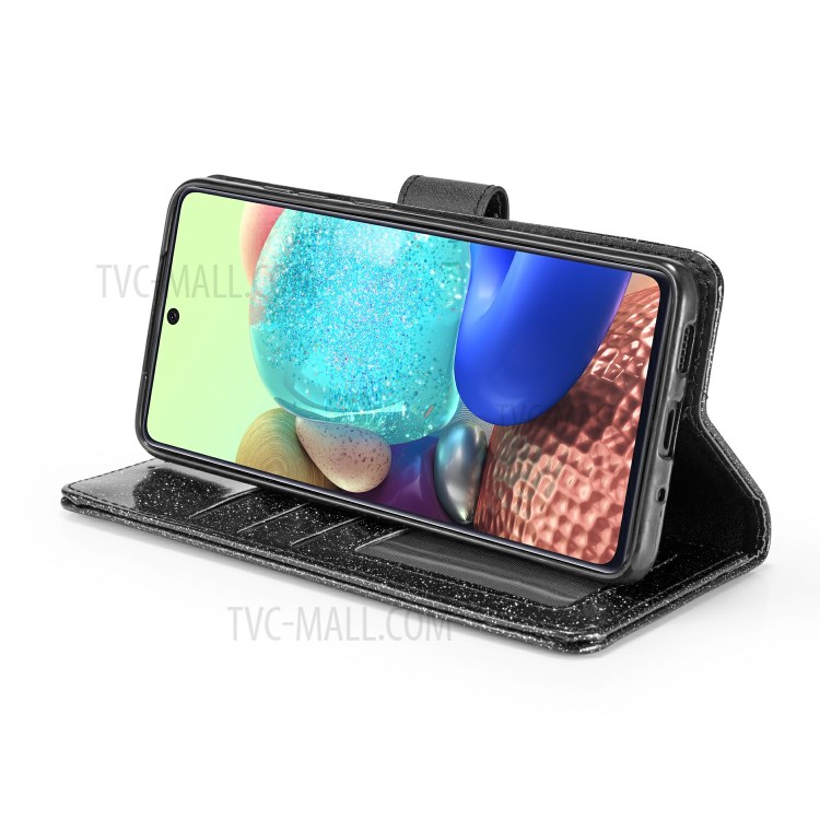 Gleaming Diamond Leather with Metal Heart Shape Decor Phone Cover Shell for Samsung Galaxy S20 - Black-4