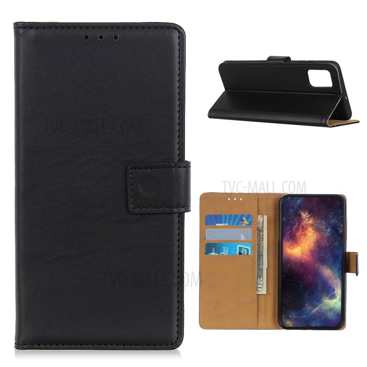 PU Leather Cell Phone Cover with Wallet Stand for Samsung Galaxy M51 Side Fingerprint Version - Black-1