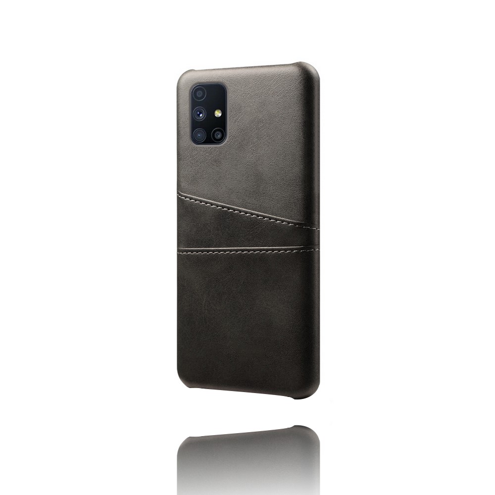 Hard Cover Double Card Slots PU Leather + Plastic Shell for Samsung Galaxy M51 (Side Fingerprint) - Black-3