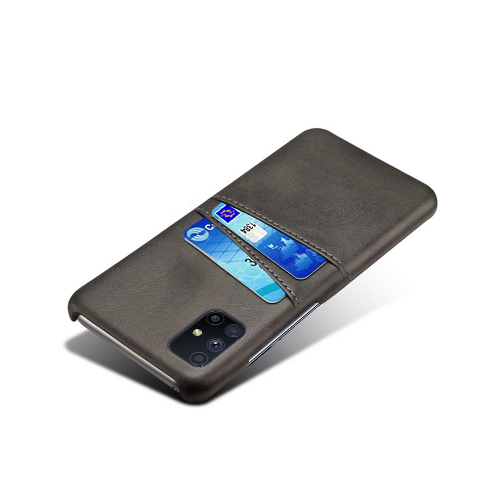 Hard Cover Double Card Slots PU Leather + Plastic Shell for Samsung Galaxy M51 (Side Fingerprint) - Black-4