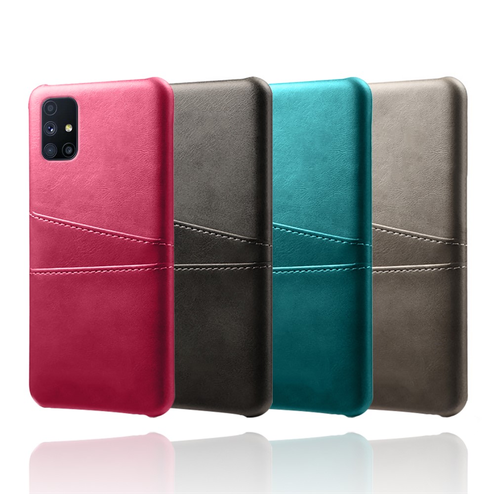 Hard Cover Double Card Slots PU Leather + Plastic Shell for Samsung Galaxy M51 (Side Fingerprint) - Black-6